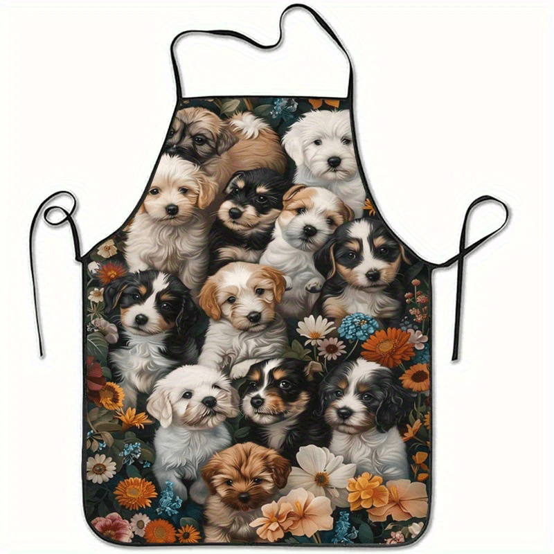 Home Cooking For Dogs - Dog Flower Theme Apron Unisex Home