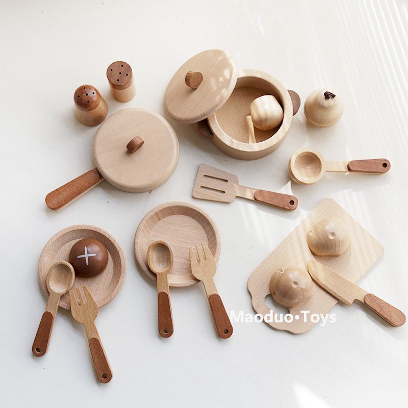 Home Cooking Utensils - Maoduo Toys Beech Wooden Kids Kitchen