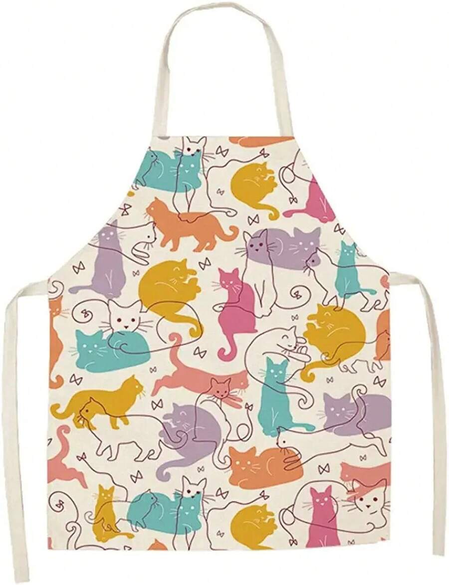 Home Cooking For Cats - Cute Colorful Cats Pattern Kitchen Apron