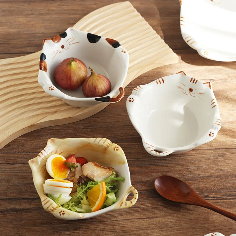 Cartoon Cat Ceramic Bowl Plate - Home Cooking For Cats 评论和价格