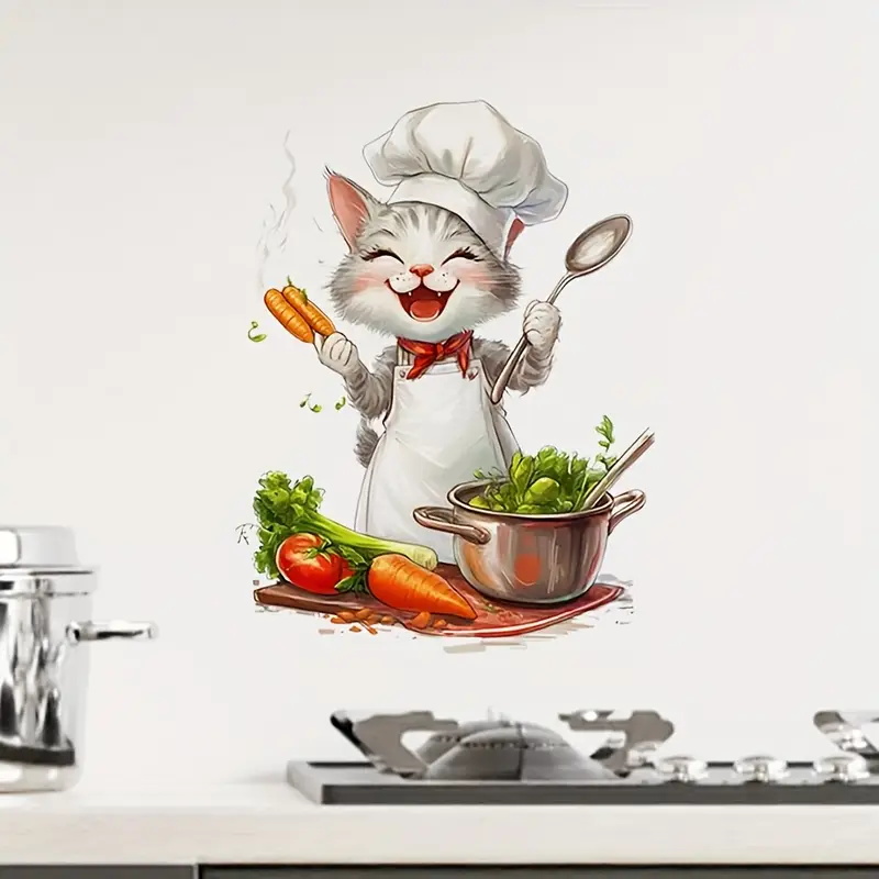 Cartoon Cat Cooking Stickers,  - Home Cooking For Cats 评论和价格