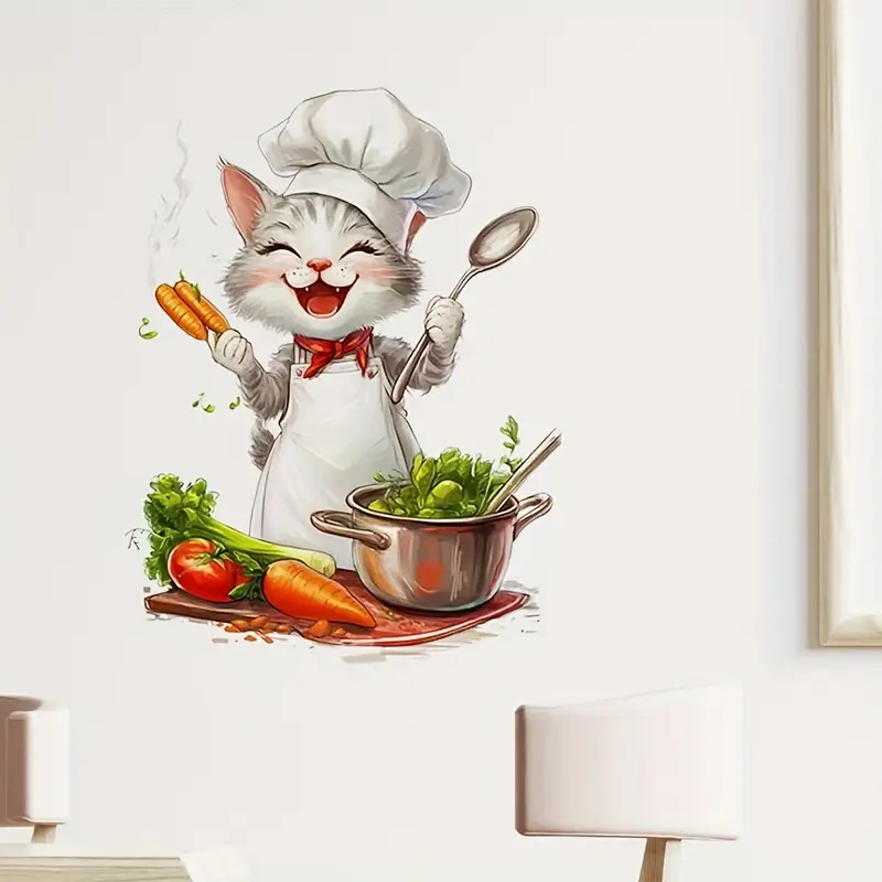 Cartoon Cat Cooking Stickers,  - Home Cooking For Cats 评论和价格