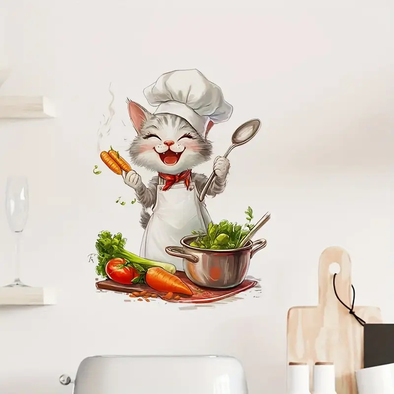 Cartoon Cat Cooking Stickers,  - Home Cooking For Cats 评论和价格