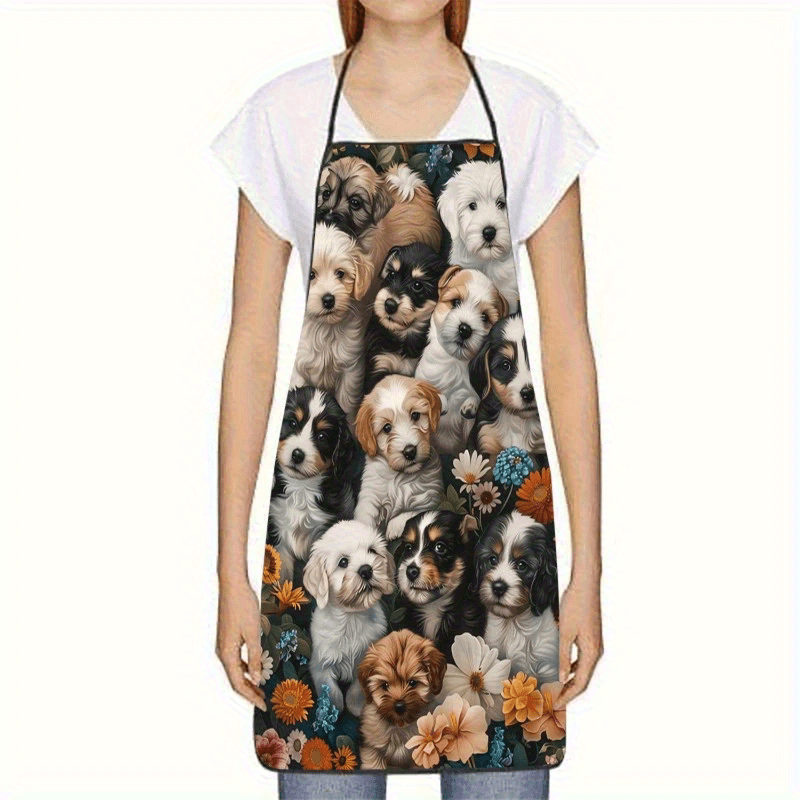 Dog Flower Theme Apron Unisex  - Home Cooking For Dogs 评论和价格