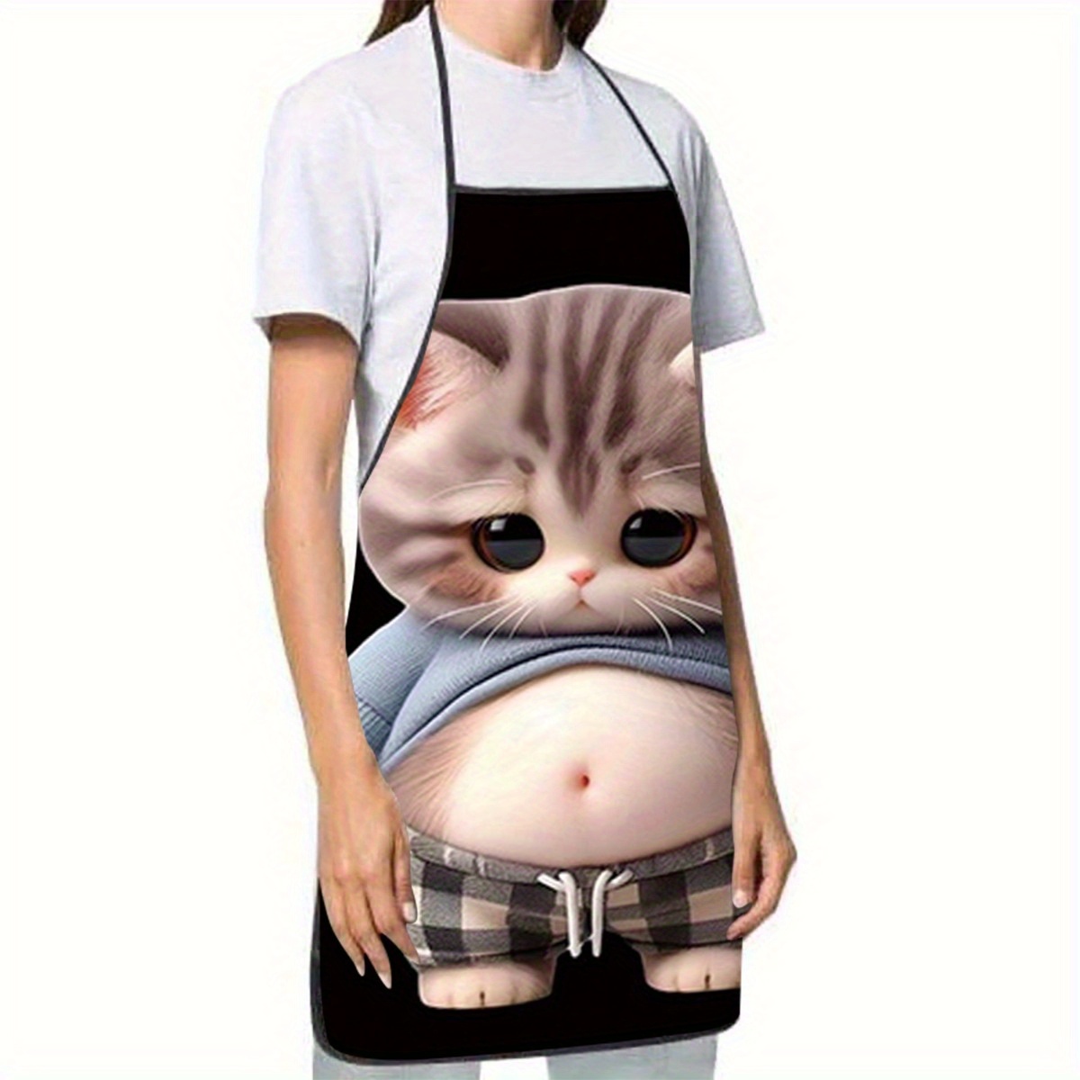 Cute Cartoon Cat Print Apron,  - Home Cooking For Cats 评论和价格