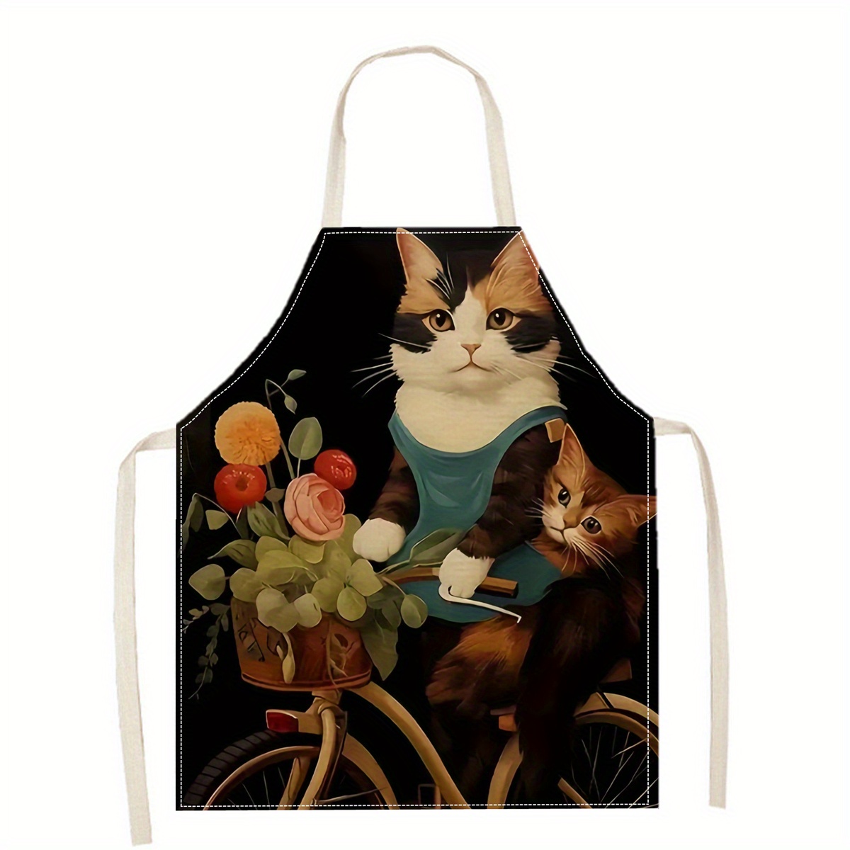 Linen Apron Funny Cat Sunglass - Home Cooking For Cats 评论和价格